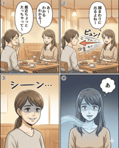 余計な一言を言ってしまうシーンのイラスト.