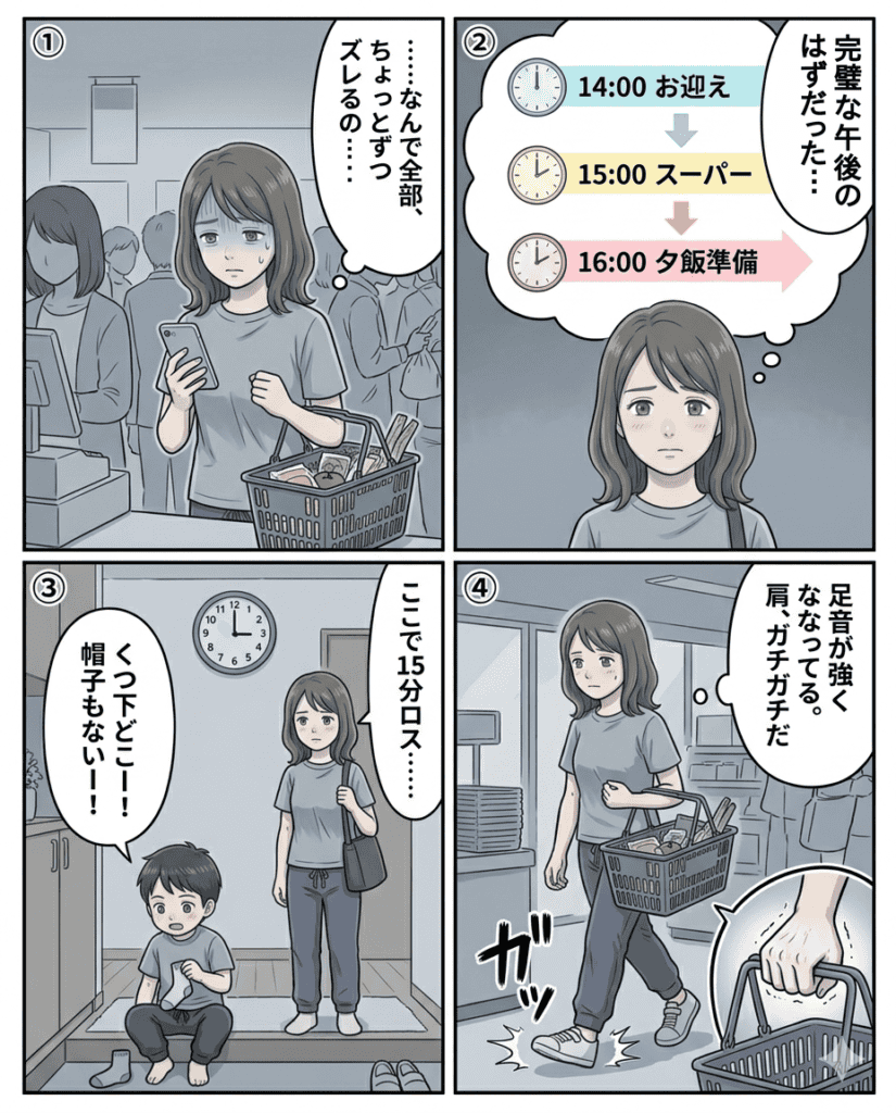 感情と時間管理をテーマにした漫画の一コマ.